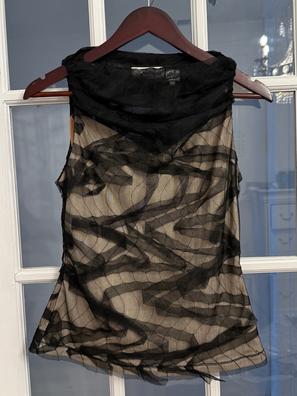 Anthropologie BYRON LARS Women’s Beauty Mark Black Sheer Tulle Mesh Top Sz 4